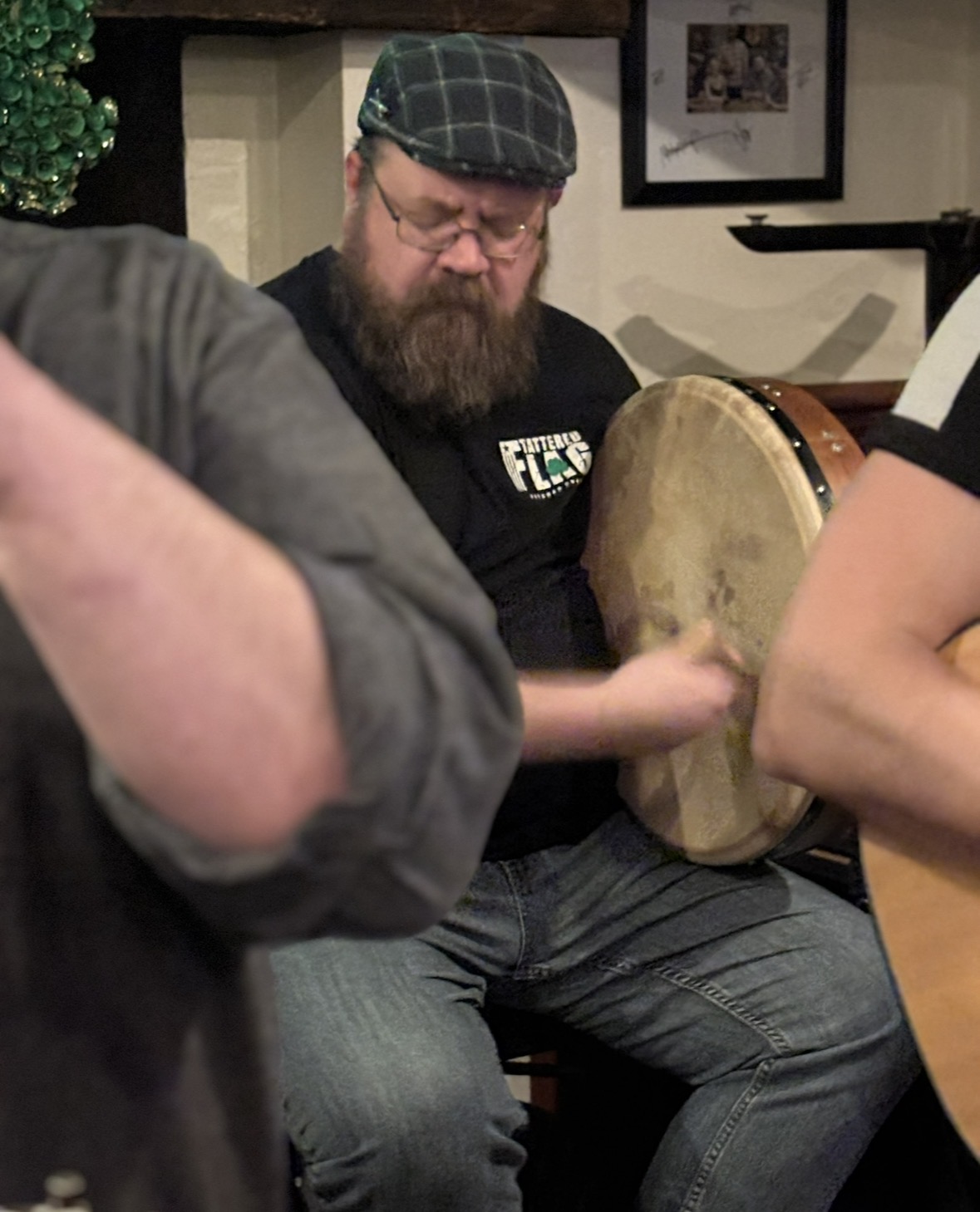 Rob Riley plays bodhran and percussion for the Irish and Celtic band Down by the Glenside in central pa