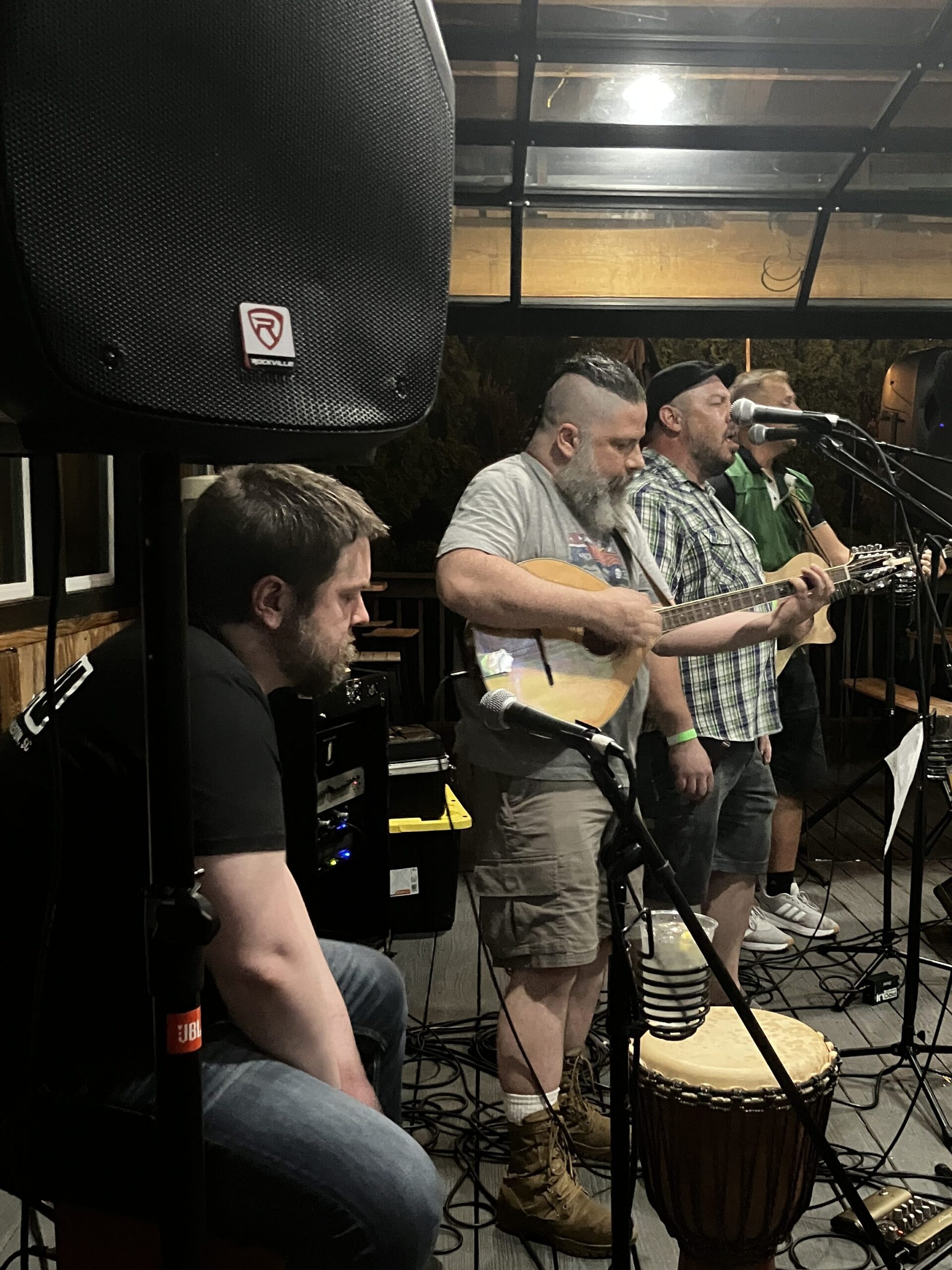 An Irish band plays instruments at Trooper Thorns in Reading for a St. Patrick's Day party.